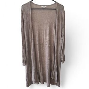 Casual Brown Open Front Cardigan